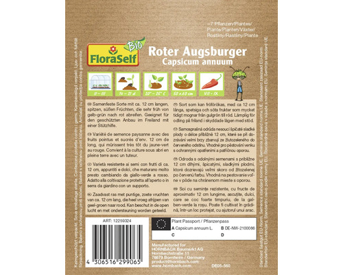 FloraSelf Roter Augsburger Capsicum annuum variété de semences
