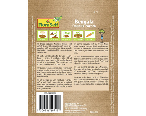 Paquet de graines de carottes Bengala Daucus carota
