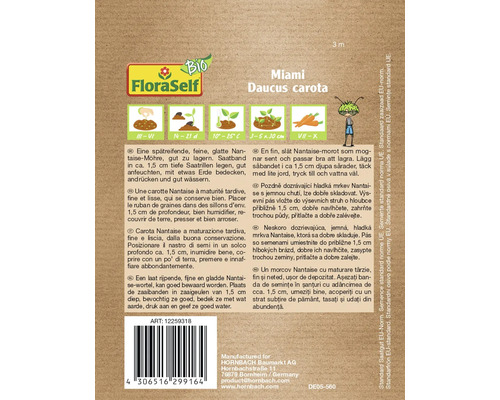 Sachet de graines de carotte Floraself Miami Daucus carota