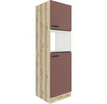 Armoire haute avec deux portes, compartiment ouvert et poignées