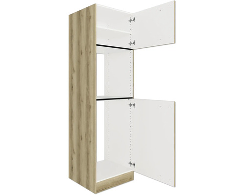 Meuble de cuisine avec portes et étagères ouvertes