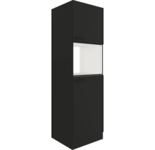 Armoire haute de cuisine noire avec étagères