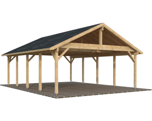 Carport double Palmako Robert 40,6 m² 555 x 732 cm doté d'un vernissage par immersion marron Carport double Palmako Robert 40,6 m² 555 x 732 cm doté d'un vernissage par immersion marron
