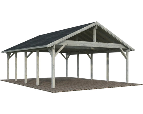 Carport double Palmako Robert 40,6 m² 555 x 732 cm doté d'un vernissage par immersion gris Carport double Palmako Robert 40,6 m² 555 x 732 cm doté d'un vernissage par immersion gris