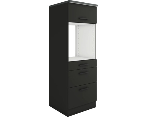 Armoire haute pour four Optifit avec tiroirs Madrid420 lxpxh 60 x 60 x 174,4 cm anthracite mat démontée tirant réversible (montage à gauche ou à droite)