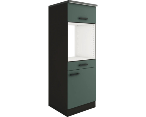 Armoire haute pour four Optifit avec porte Verona405 lxpxh 60 x 60 x 174,4 cm vert mat démontée tirant réversible (montage à gauche ou à droite)