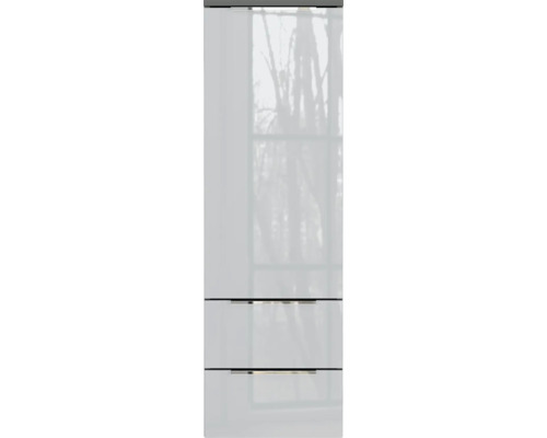Germania Midischrank GW-VASIO BxHxT 36 x 111 x 34 cm Frontfarbe silbergrau Hochglanz Badezimmerschrank mit zwei Schubladen