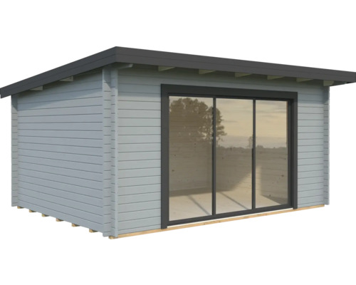 Gartenhaus Palmako Lea 14,2 m² Slide inkl. Fussboden 494 x 402 cm hellgrau-anthrazit