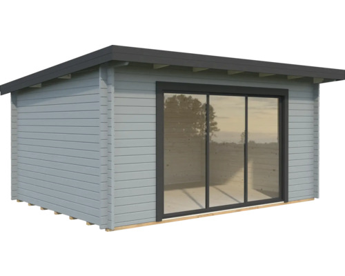 Gartenhaus Palmako Lea 14,2 m² Slide Plus inkl. Fussboden 494 x 402 cm hellgrau-anthrazit