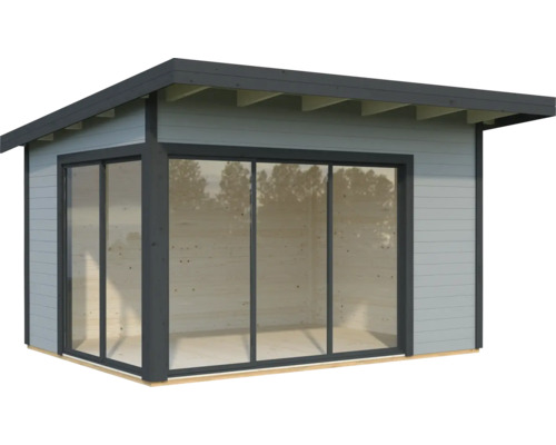 Abri de jardin Palmako Andrea 11,2 m² Slide Plus avec plancher 434 x 402 cm gris clair-anthracite