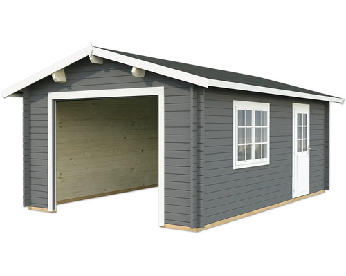 Garage simple Palmako Roger 19,0 m² sans portail 426 x 598 cm gris foncé-blanc