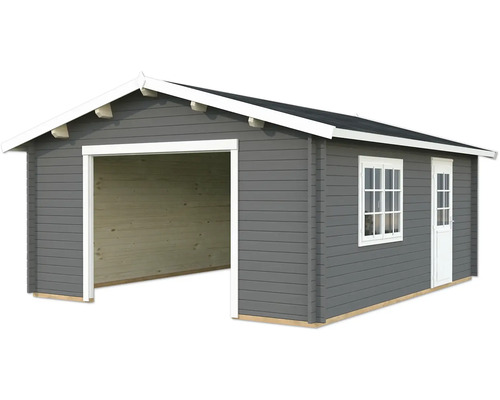 Garage simple Palmako Roger 23,9 m² sans portail 514 x 598 cm gris foncé-blanc