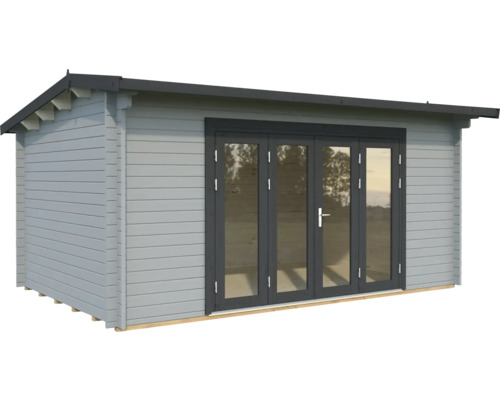 Gartenhaus Palmako Ines 13,7 m2 Bifold inkl. Fussboden 524 x 379 cm hellgrau-anthrazit