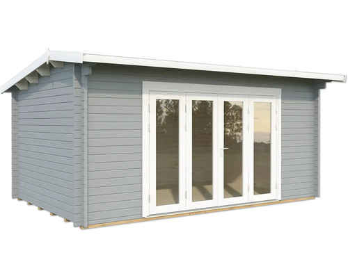 Abri de jardin Palmako Ines 13,7 m2 Bifold avec plancher 524 x 379 cm gris clair blanc