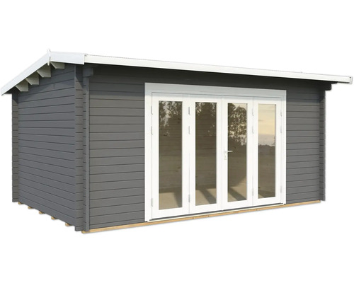Gartenhaus Palmako Ines 13,7 m2 Bifold inkl. Fussboden 524 x 379 cm dunkelgrau-weiss