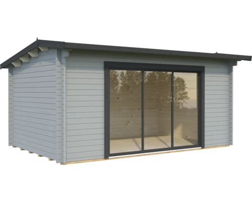 Gartenhaus Palmako Ines 13,7 m2 Slide Plus inkl. Fussboden 524 x 379 cm hellgrau-anthrazit