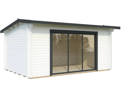 Gartenhaus Palmako Ines 13,7 m2 Slide Plus inkl. Fussboden 524 x 379 cm weiss-anthrazit