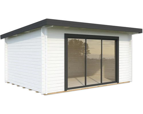 Gartenhaus Palmako Lea 14,2 m² Slide inkl. Fussboden 494 x 402 cm weiss-anthrazit