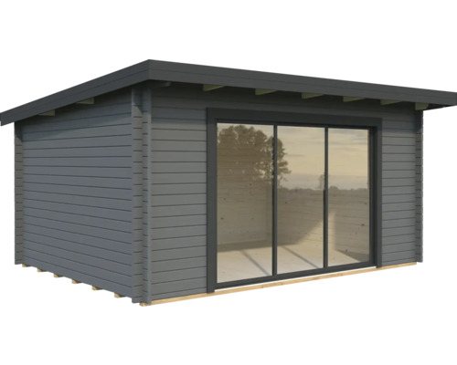 Gartenhaus Palmako Lea 14,2 m² Slide Plus inkl. Fussboden 494 x 402 cm dunkelgrau-anthrazit