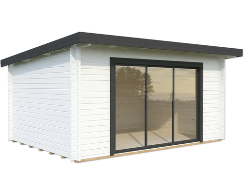 Gartenhaus Palmako Lea 14,2 m² Slide Plus inkl. Fussboden 494 x 402 cm weiss-anthrazit