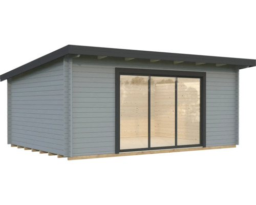 Gartenhaus Palmako Lea 19,4 m² Slide inkl. Fussboden 578 x 451 cm hellgrau-anthrazit
