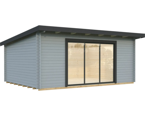 Gartenhaus Palmako Lea 19,4 m² Slide Plus inkl. Fussboden 578 x 451 cm hellgrau-anthrazit