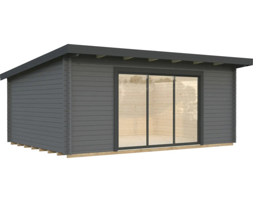 Gartenhaus Palmako Lea 19,4 m² Slide Plus inkl. Fussboden 578 x 451 cm dunkelgrau-anthrazit