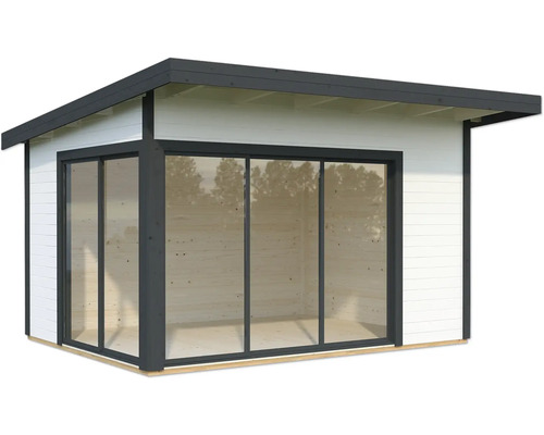 Abri de jardin Palmako Andrea 11,2 m² Slide Plus avec plancher 434 x 402 cm blanc-anthracite