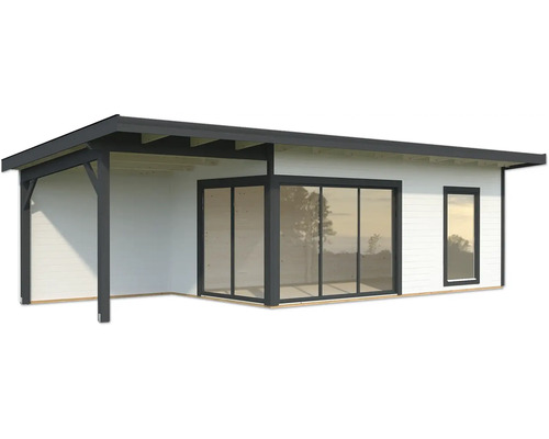 Abri de jardin Palmako Andrea 17,1+7,9 m² Slide Plus avec plancher 920 x 402 cm blanc-anthracite Abri de jardin Palmako Andrea 17,1+7,9 m² Slide Plus avec plancher 920 x 402 cm blanc-anthracite