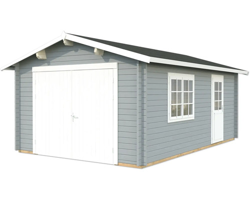 Einzelgarage Palmako Roger 19 m² mit Holztor 426 x 598 cm hellgrau-weiss