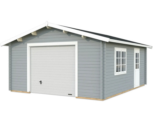 Garage simple Palmako Roger 23,9 m² avec portail sectionnel 514 x 598 cm gris