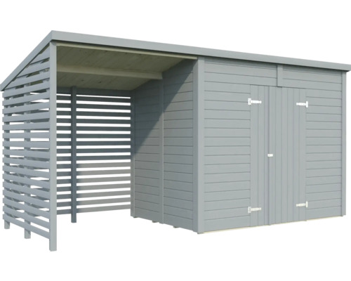 Abri de jardin Palmako Leif 4,5+2,9 m² avec plancher 467 x 187 cm gris clair