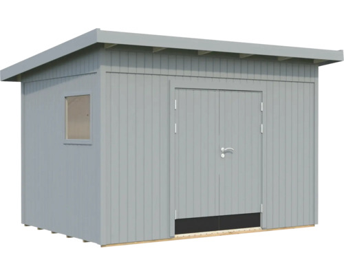 Abri de jardin Palmako Stig 8,2 m² avec plancher 394 x 305 cm gris clair Abri de jardin en bois avec fenêtre et double porte
