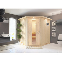 Image d''intérieur avec sauna en bois, lavabo et toilettes dans une salle de bain
