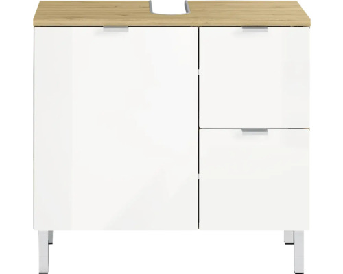 Germania Waschbeckenunterschrank GW-MAURESA BxHxT 60 x 56 x 34 cm Frontfarbe weiss/grandson eiche Waschbeckenunterschrank mit einer Tür, zwei Schubladen und Füssen
