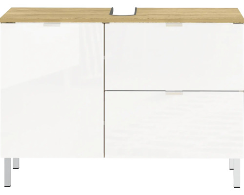 Germania Waschbeckenunterschrank GW-MAURESA BxHxT 80 x 56 x 34 cm Frontfarbe weiss/grandson eiche Waschbeckenunterschrank mit zwei Türen und Schublade, Holzplatte