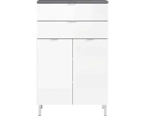 Germania Kommode GW-MAURESA BxHxT 60 x 97 x 34 cm Frontfarbe weiss/graphit Weißer Badezimmerschrank mit zwei Schubladen und zwei Türen