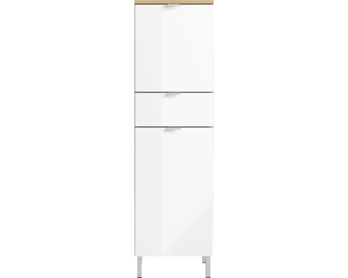 Germania Midischrank GW-MAURESA BxHxT 34 x 120 x 34 cm Frontfarbe weiss/grandson eiche Badezimmerschrank mit drei Schubladen und Füssen