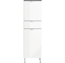 Weißer Badezimmerschrank mit zwei Schubladen und einer Tür