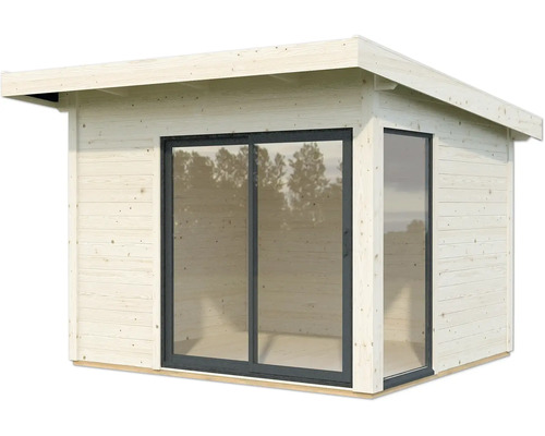 Abri de jardin avec porte coulissante et fenêtre en bois