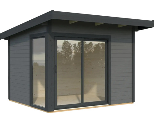 Gartenhaus Palmako Andrea 7,5 m² Slide Plus inkl. Fussboden 340 x 352 cm dunkelgrau-anthrazit
