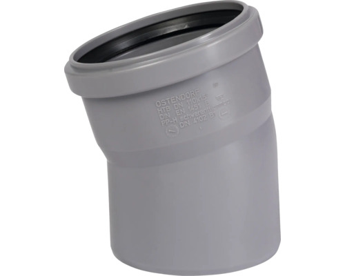 Coude HT DN 110, 15 degrés Coude de tuyau d''évacuation en plastique, diamètre 110 mm, angle 15 degrés