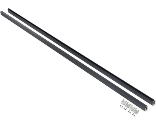 Kit de fixation floraworld pour système de clôture enfichable lamelles aluminium anthracite Deux profilés en aluminium avec matériel de fixation