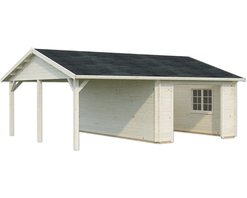 Abri de jardin en bois avec espace couvert et fenêtre