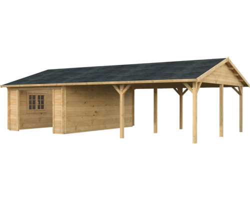 Garage simple Palmako Roger 19,0+33,2 m² kit ohne Tor 1006 x 619 cm imprégné par immersion brun