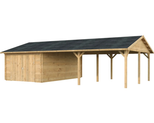 Garage simple Palmako Roger 19,0+33,2 m² mit Holztor 1006 x 619 cm imprégné par immersion brun