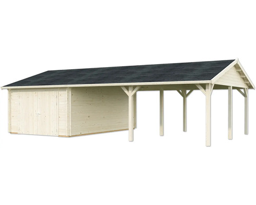 Gerätehaus mit Carport aus Holz