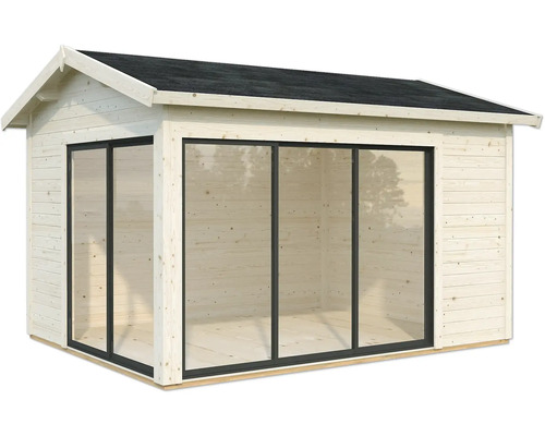 Abri de jardin en bois avec façade en verre