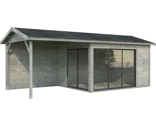 Gartenhaus Palmako Amanda 11,2+7,8 m² Slide inkl. Fussboden712 x 340 cm tauchgrundiert grau