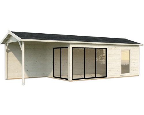 Abri de jardin en bois avec fenêtre et porte coulissante